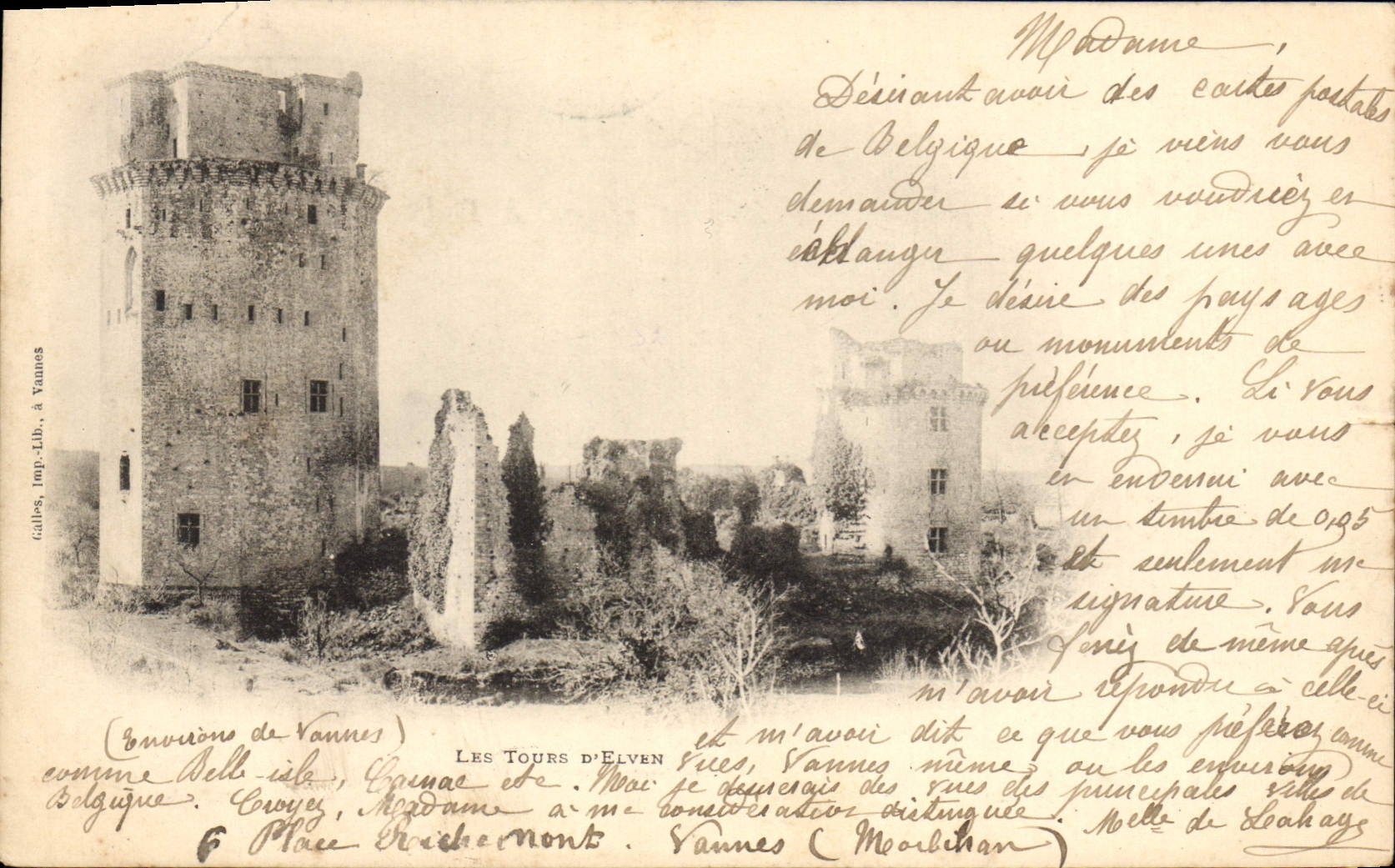 Vintage Postcard Castle turns of Elven