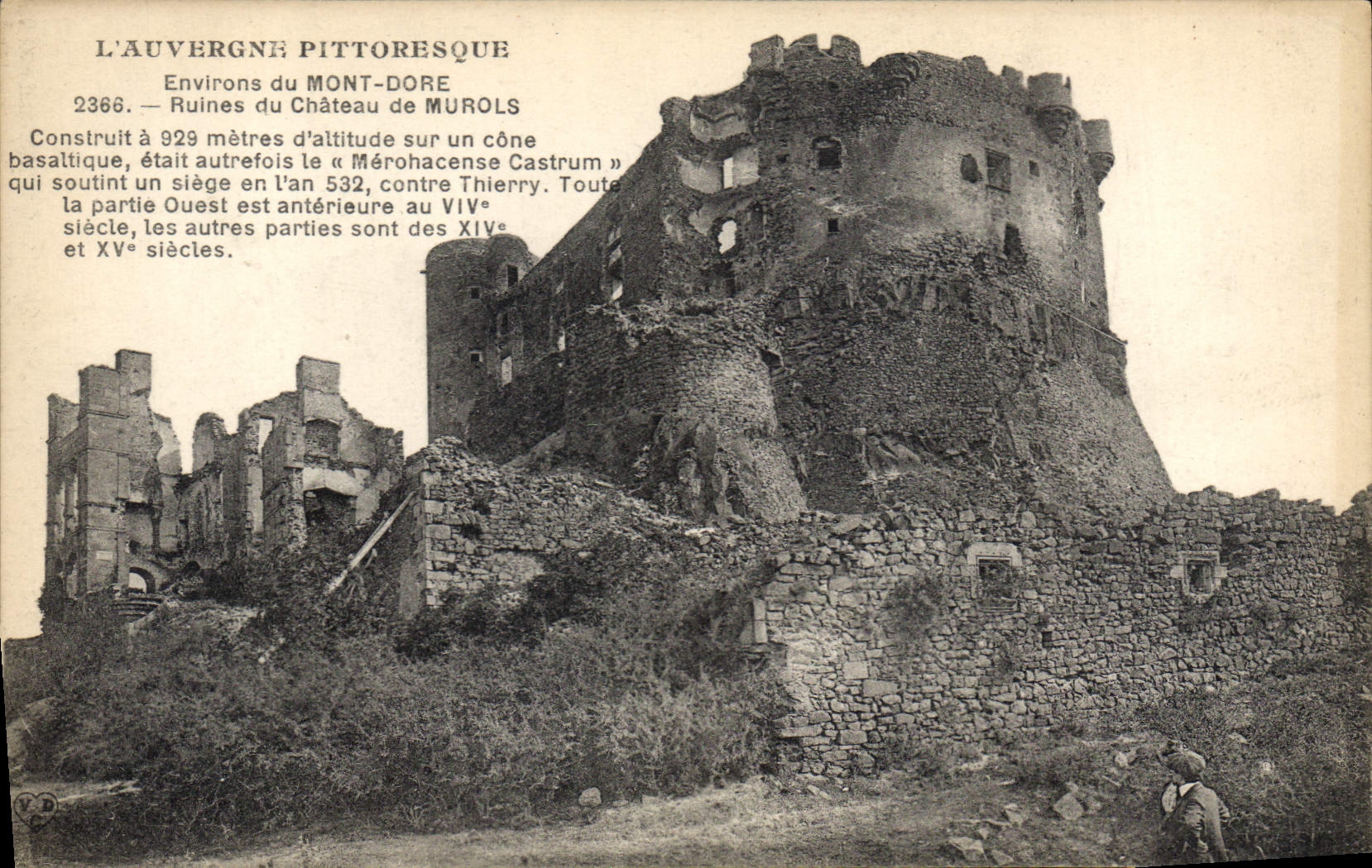 Vintage Postcard Chateau Surroundings of the Mount Gilds Ruins of the castle of Murols