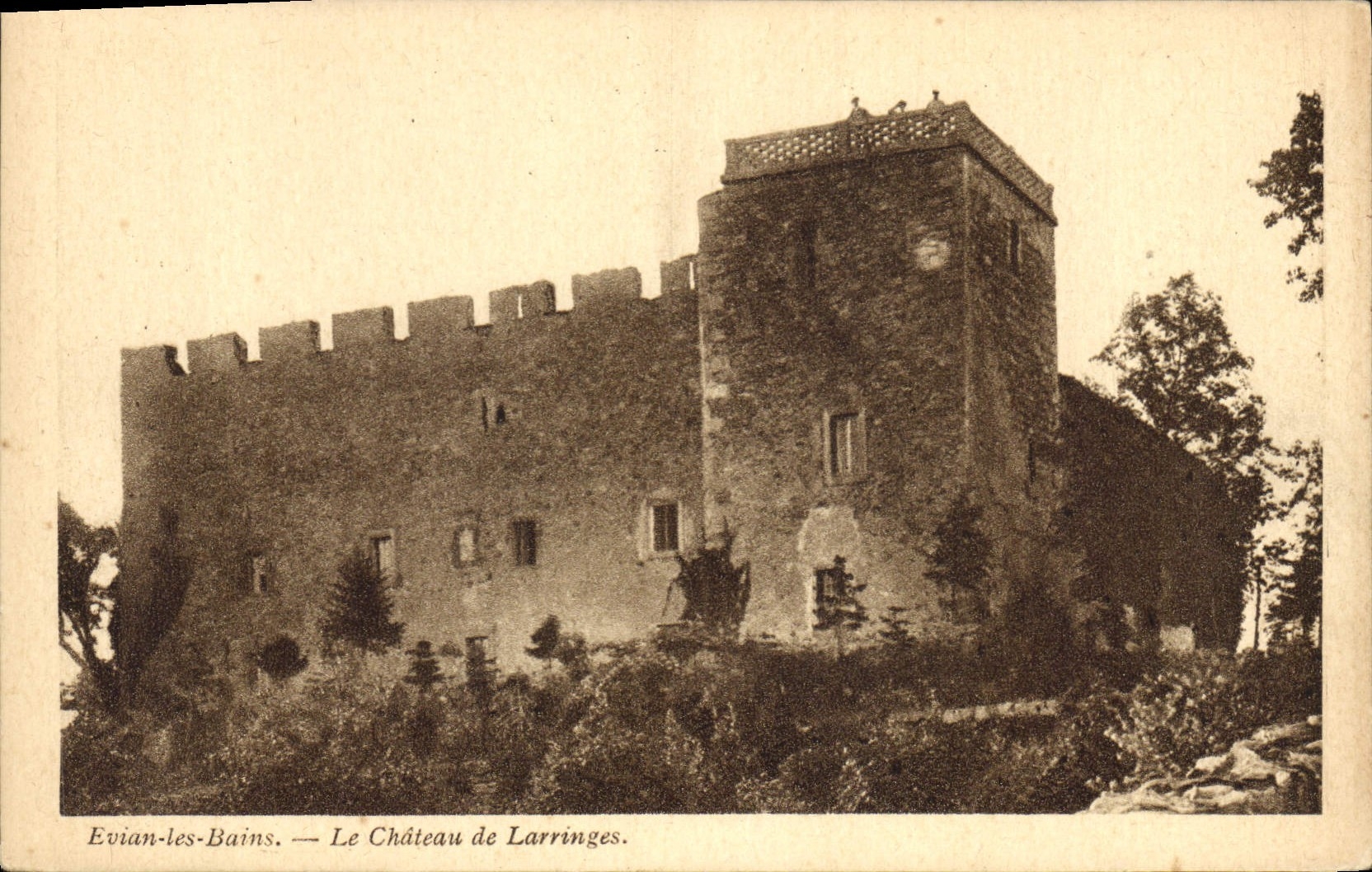 Vintage Postcard Evian Castle Baths the castle of Larringes