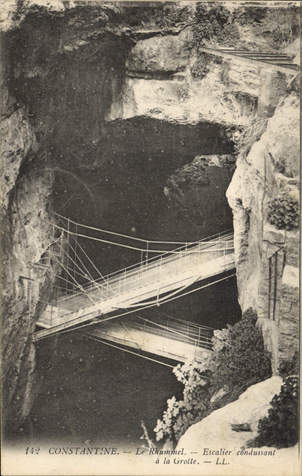 Vintage Postcard Grottes Constantine Rhummerl Escalier leading has the cave