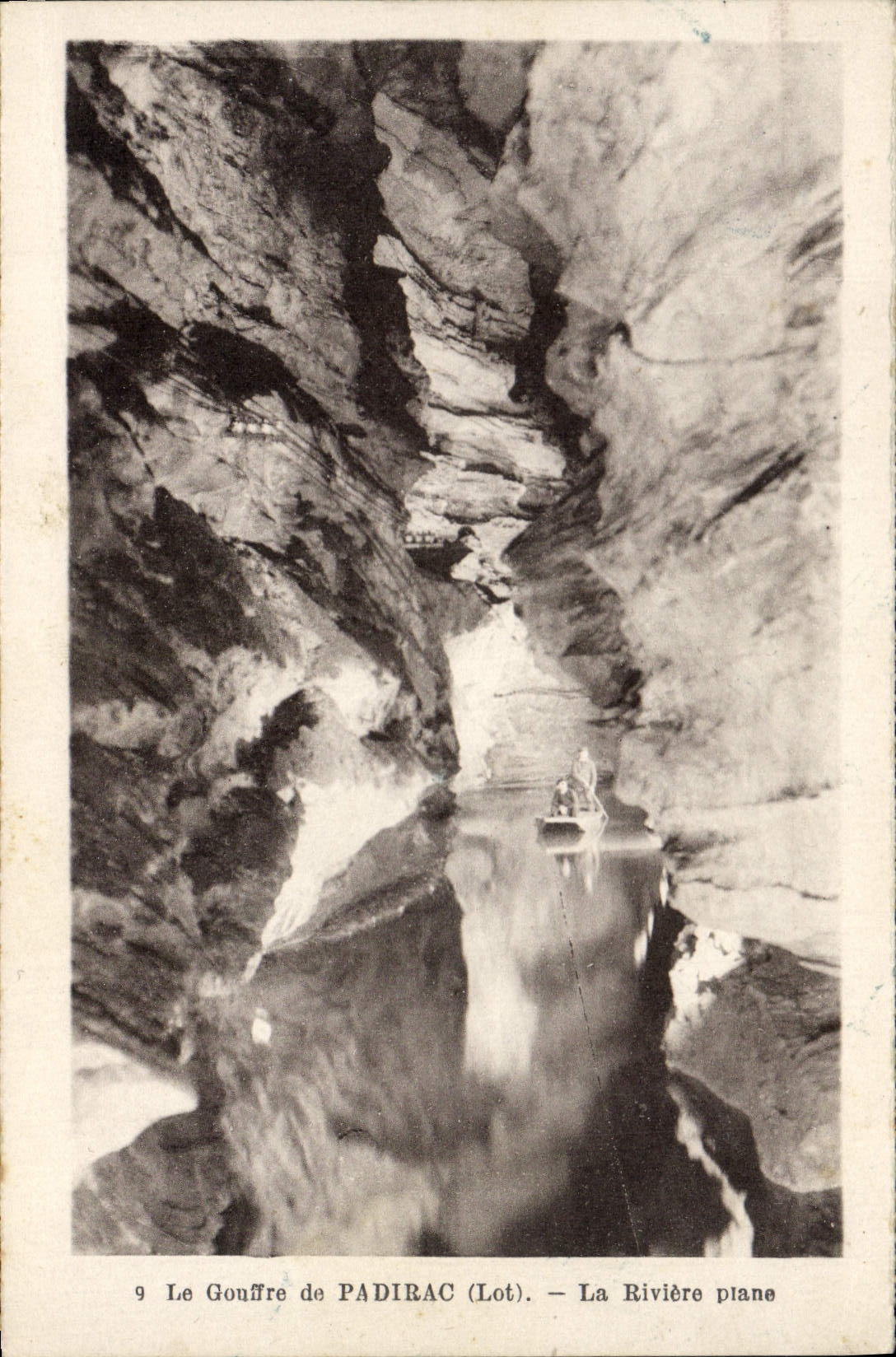 Vintage Postcard Caves the pit of Padirac the plane river