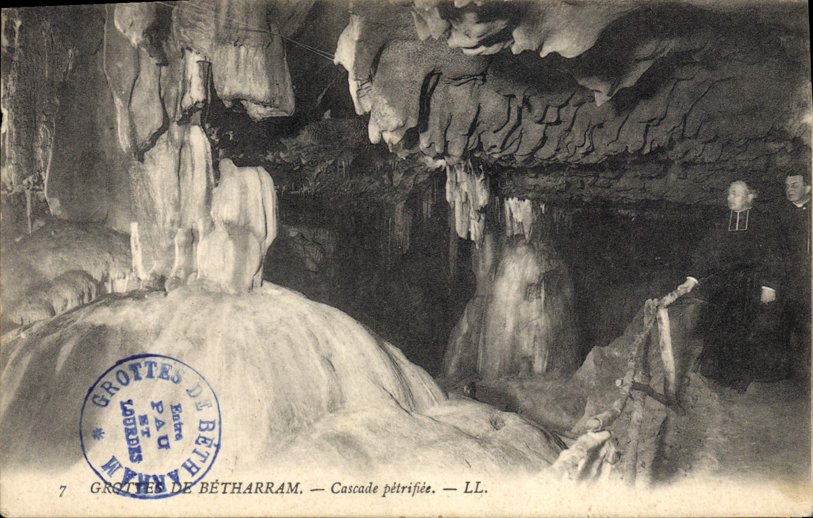Vintage Postcard Grottes of Betharram Cascades petrifiee Pretre