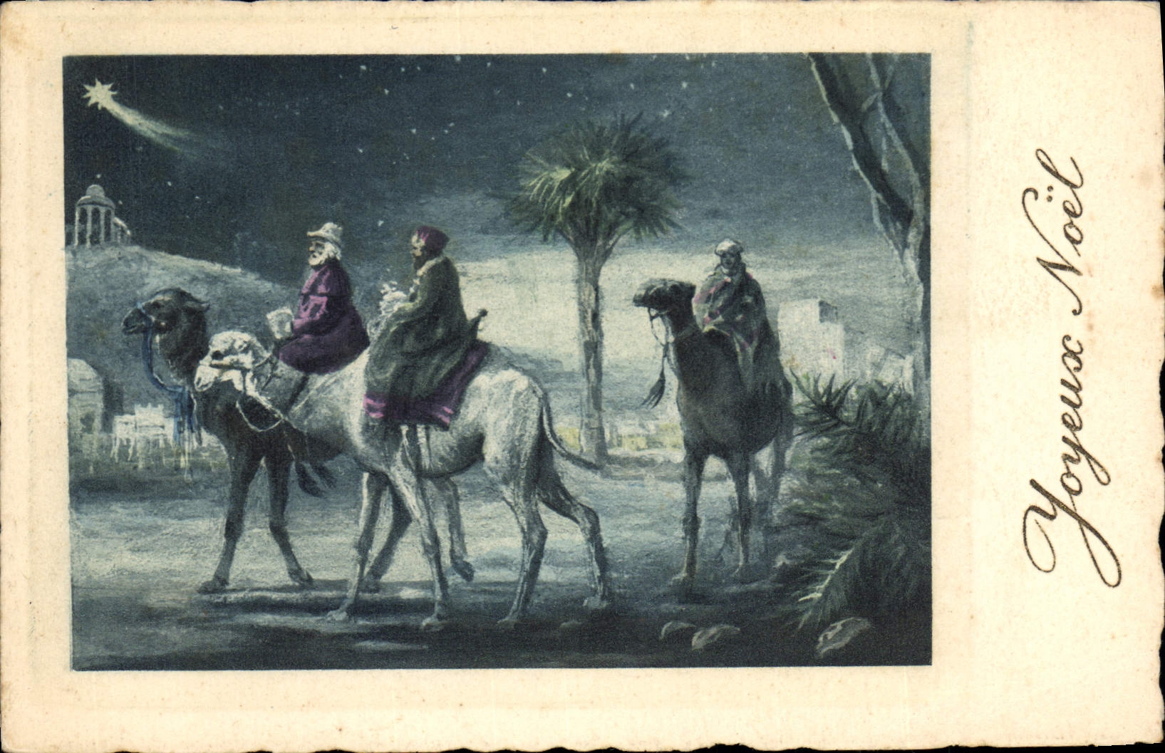 Vintage Postcard Fantasy Magi Camels