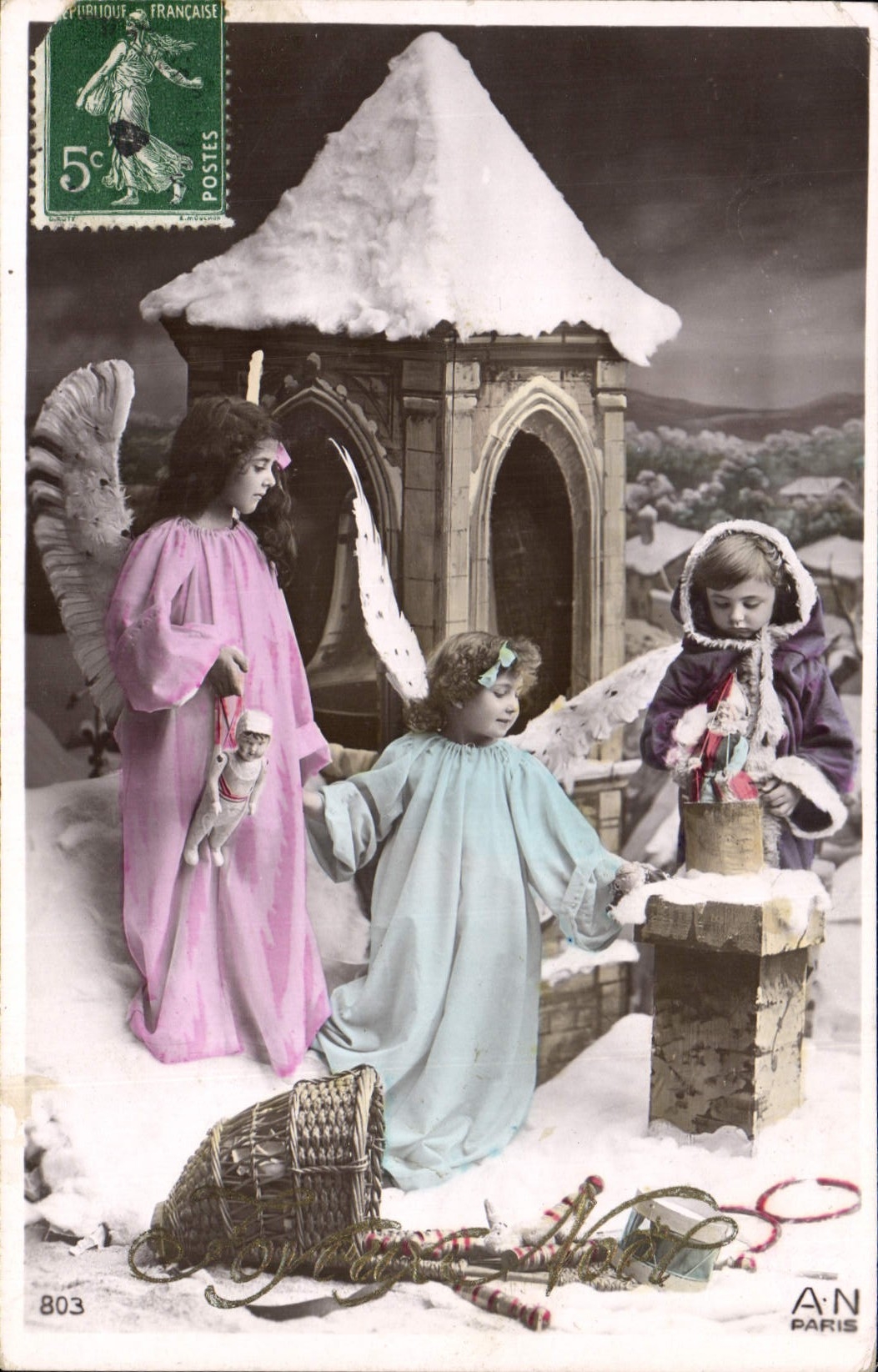 Vintage Postcard Fantasy Children Christmas