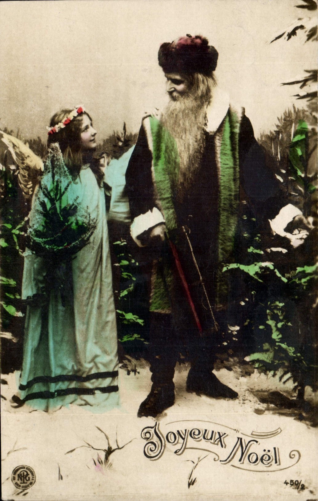 CPA Fantaisie Pere Noel Ange
