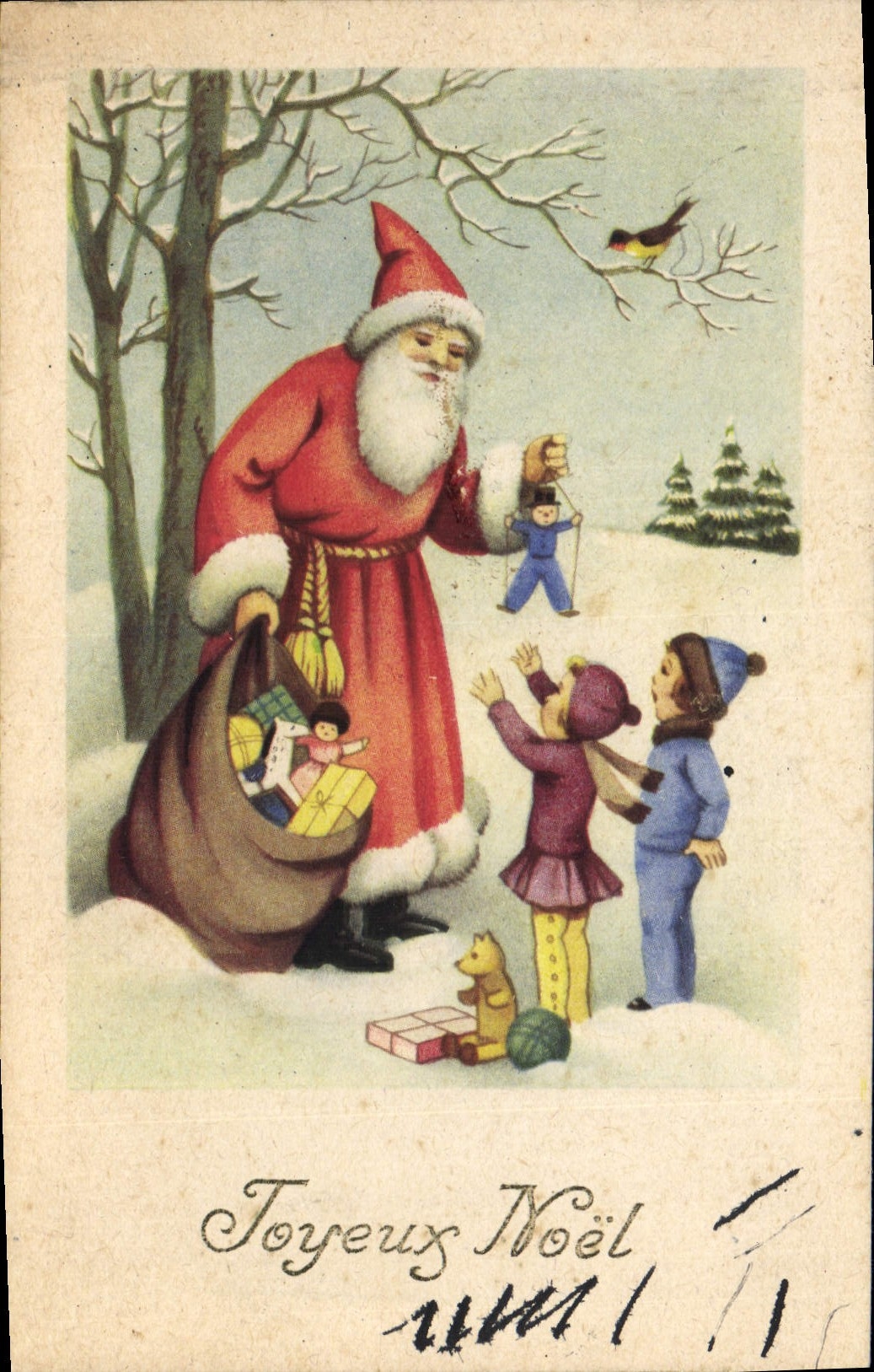 CPA Fantaisie Pere Noel Enfants