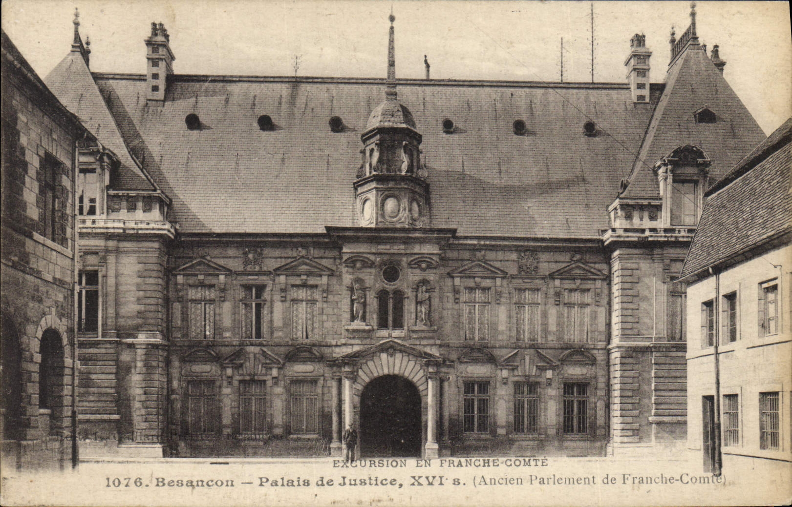 Vintage Postcard Law courts Besancon Old Parliament of Frank Count