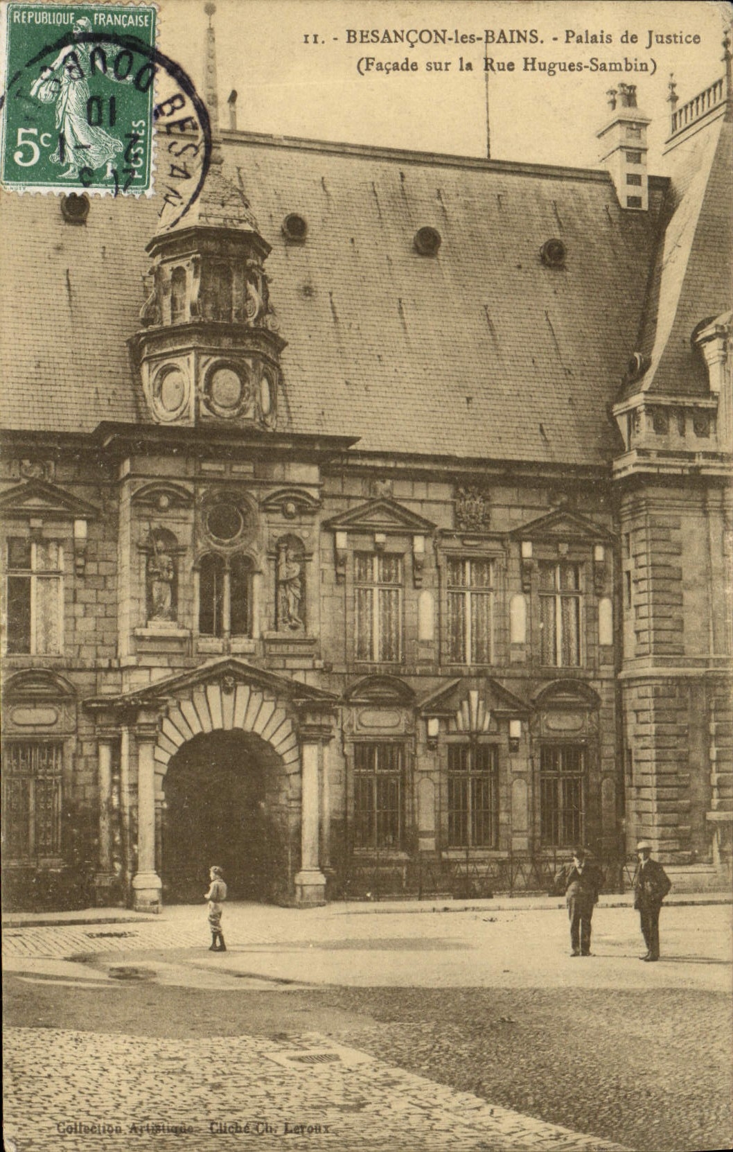 Vintage Postcard Law courts Besancon Frontage on the Street Hugues Sambin