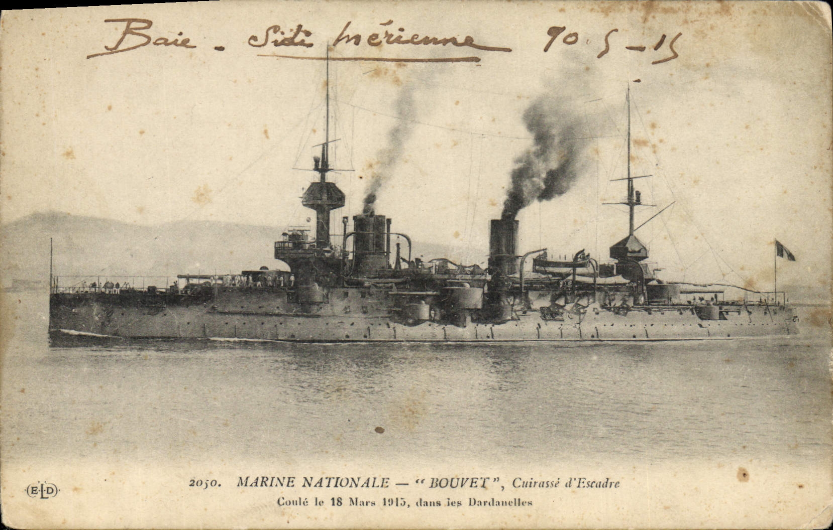 CPA Bateau de Guerre Bouvet Cuirasse d'escadre