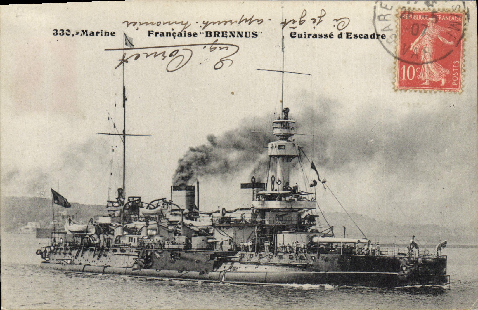 CPA Bateau de Guerre Brennus Cuirasse d'escadre 