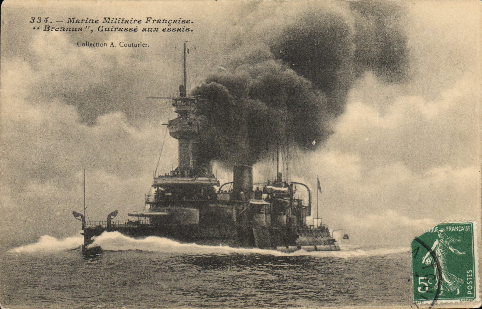 Vintage Postcard Warship Brennus Armours with the tests