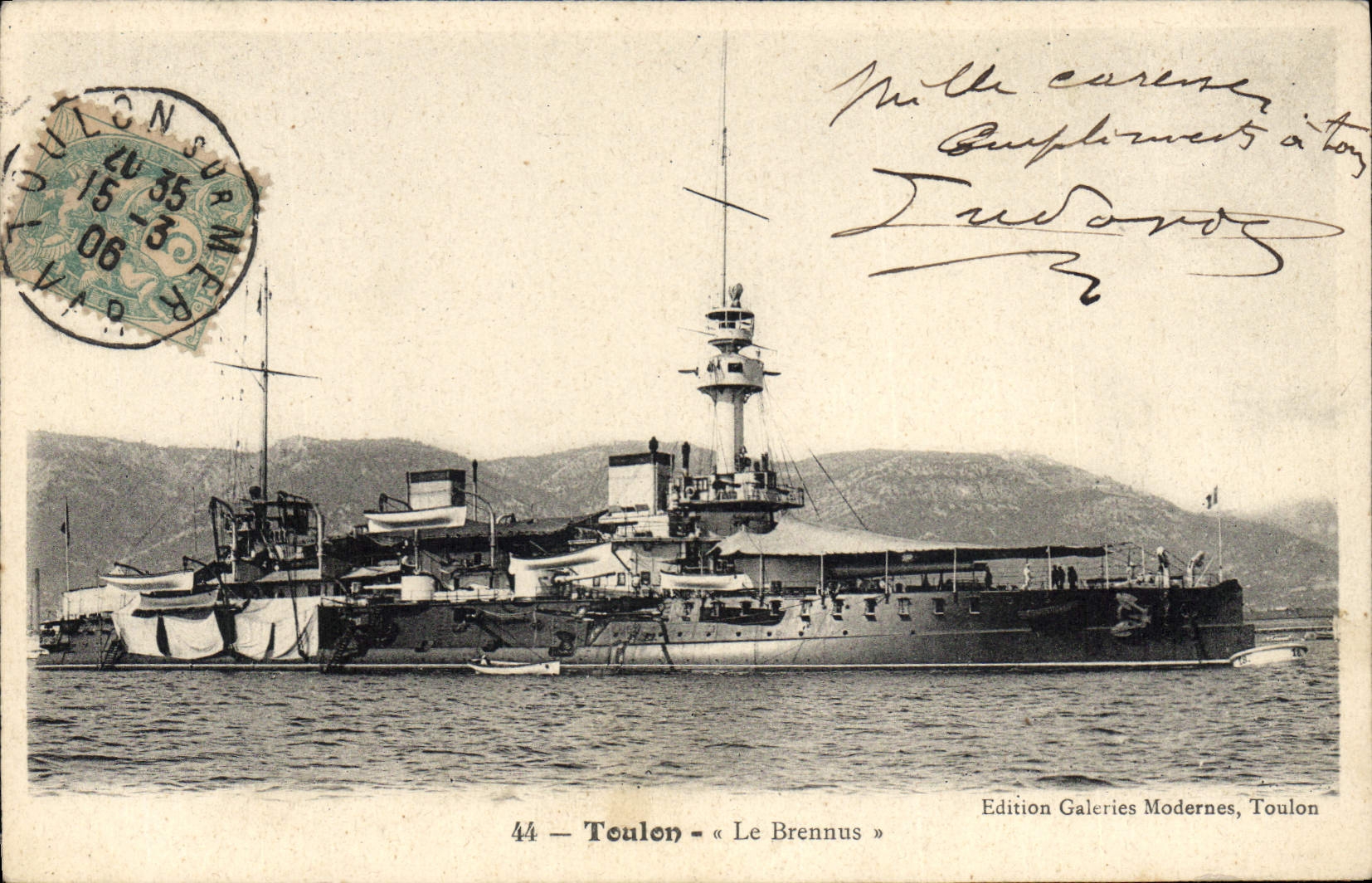 CPA Bateau de Guerre Toulon Le Brennus