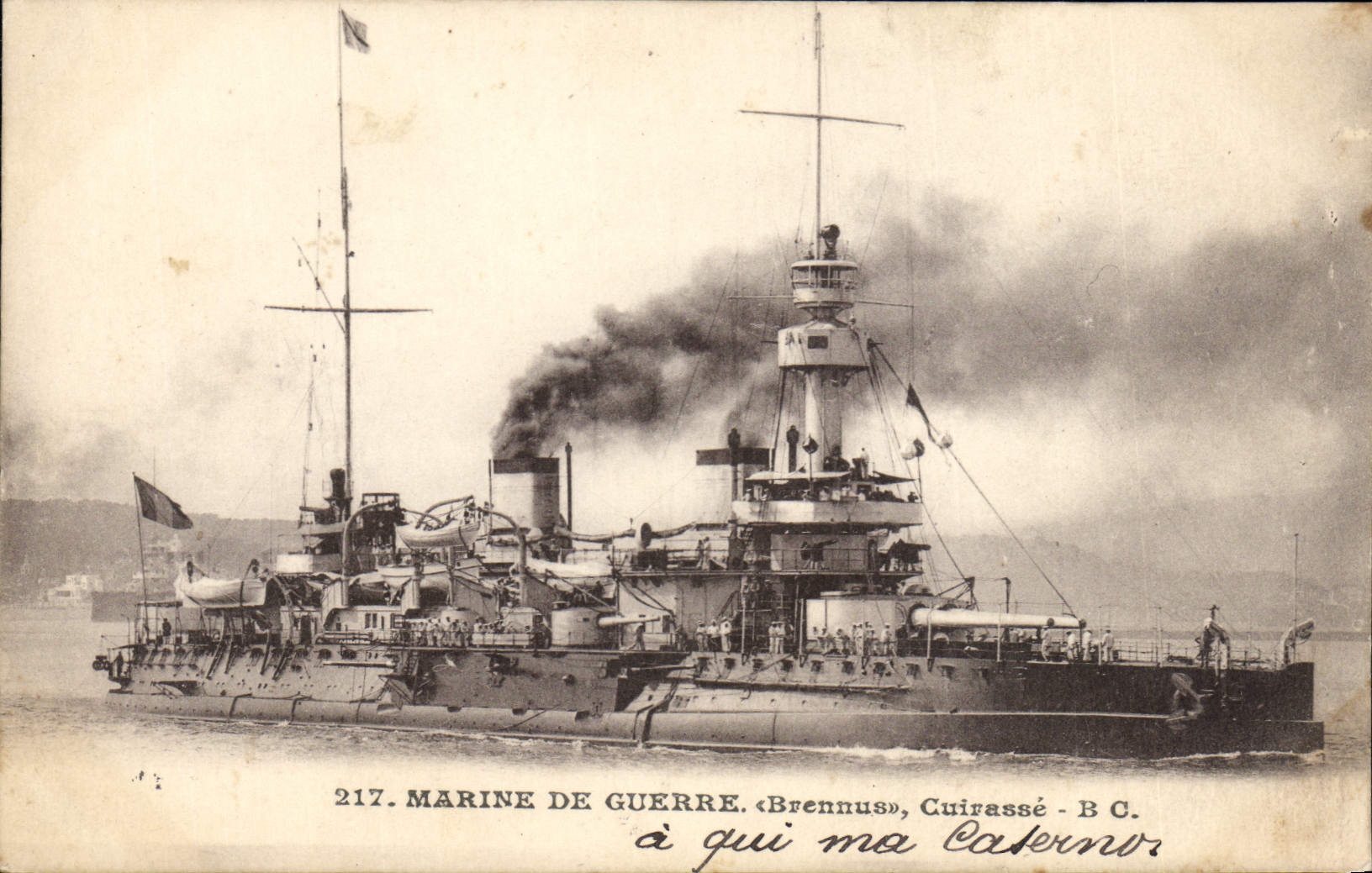 CPA Bateau de Guerre Brennus Cuirasse 