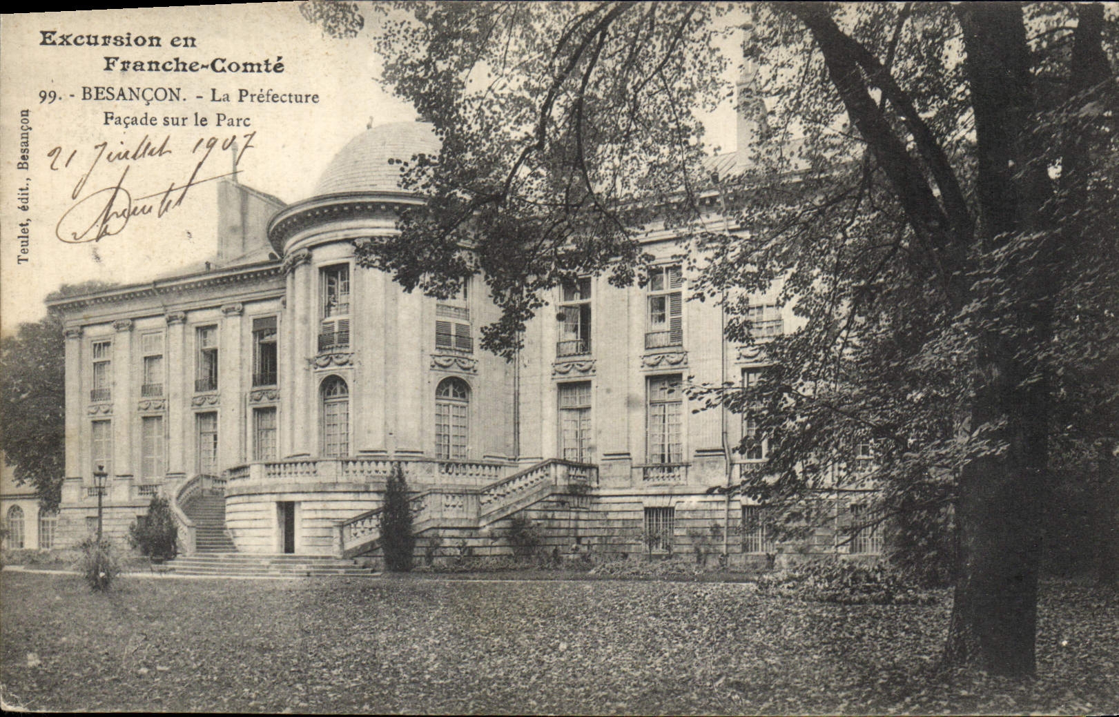 Vintage Postcard Prefecture Frontage on the Besancon park