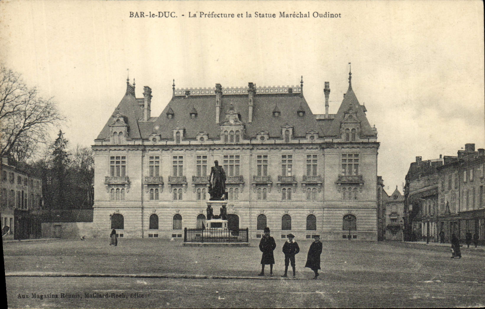 Vintage Postcard Prefecture and the statue Marshal Oudinot Bar the Duke
