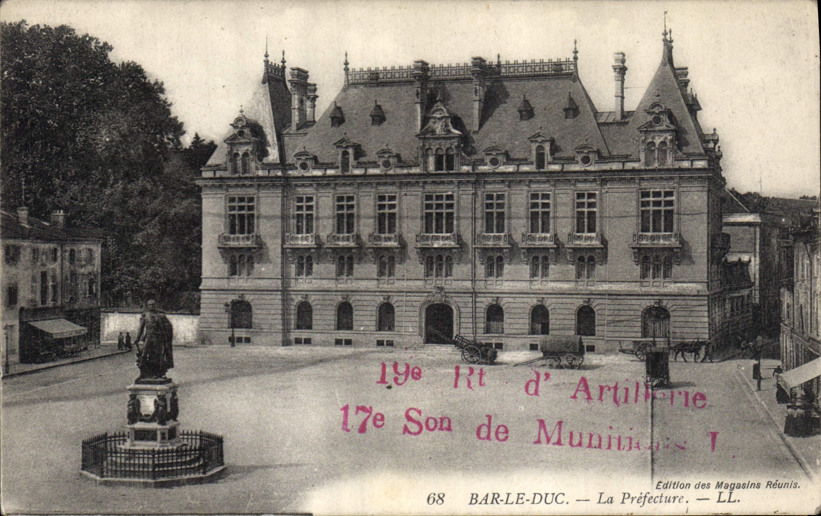 CPA Prefecture Bar le Duc Cachet 19eme regiment d'artillerie Militaria 17eme section de mitrailleurs