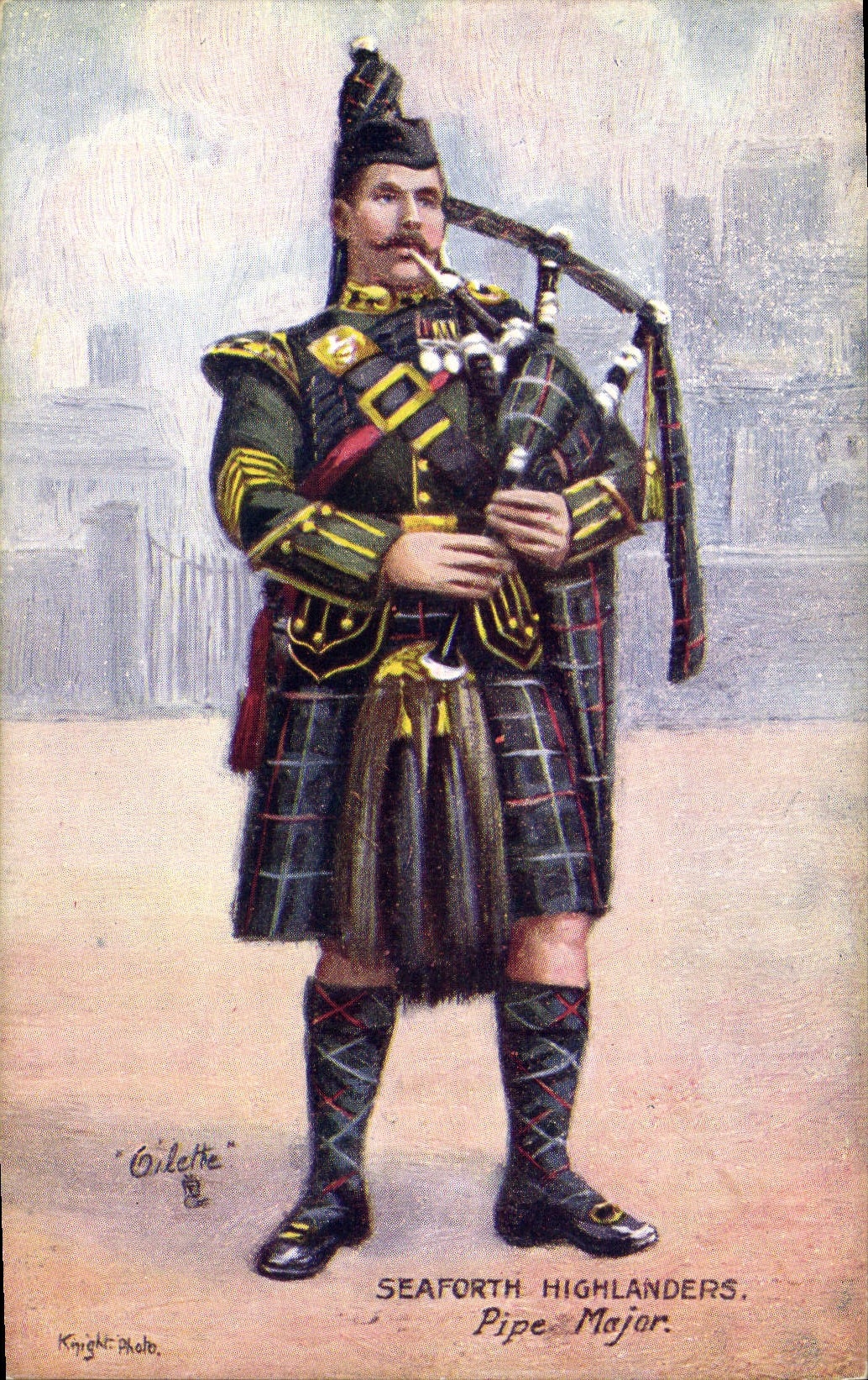 Postal Militaria Seaforth Highlanders Tubo Comandante