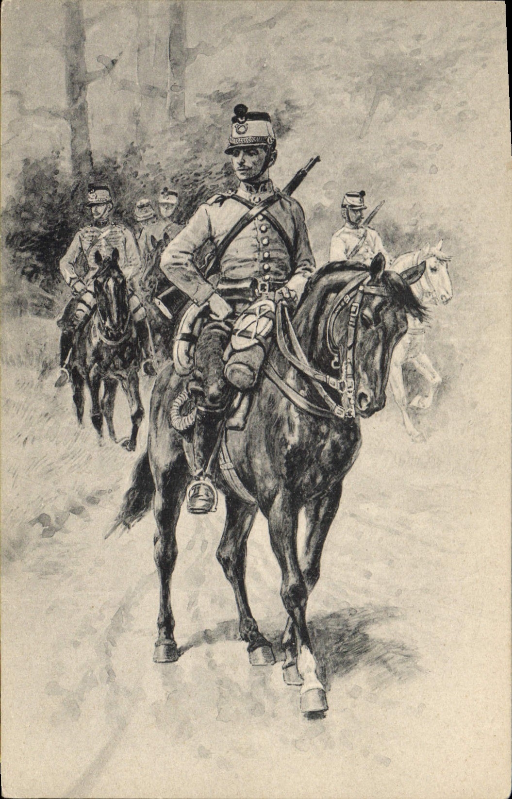 CPA Militaria Officier Cheval