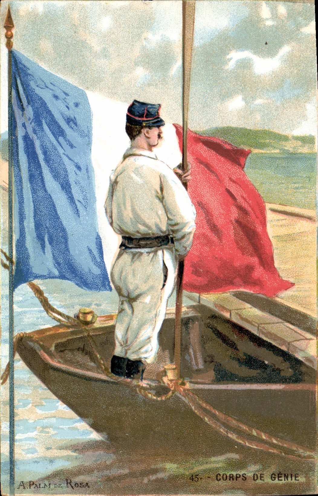 Vintage Postcard Militaria Body of Genius Flag