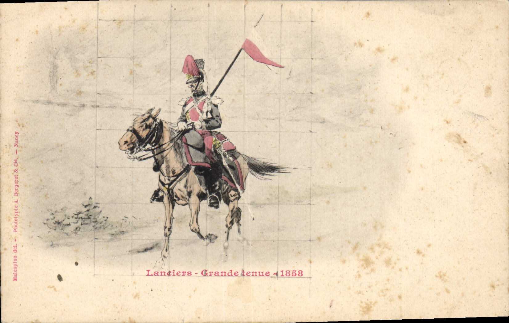 Vintage Postcard Militaria Lancers Great Behavior 1858