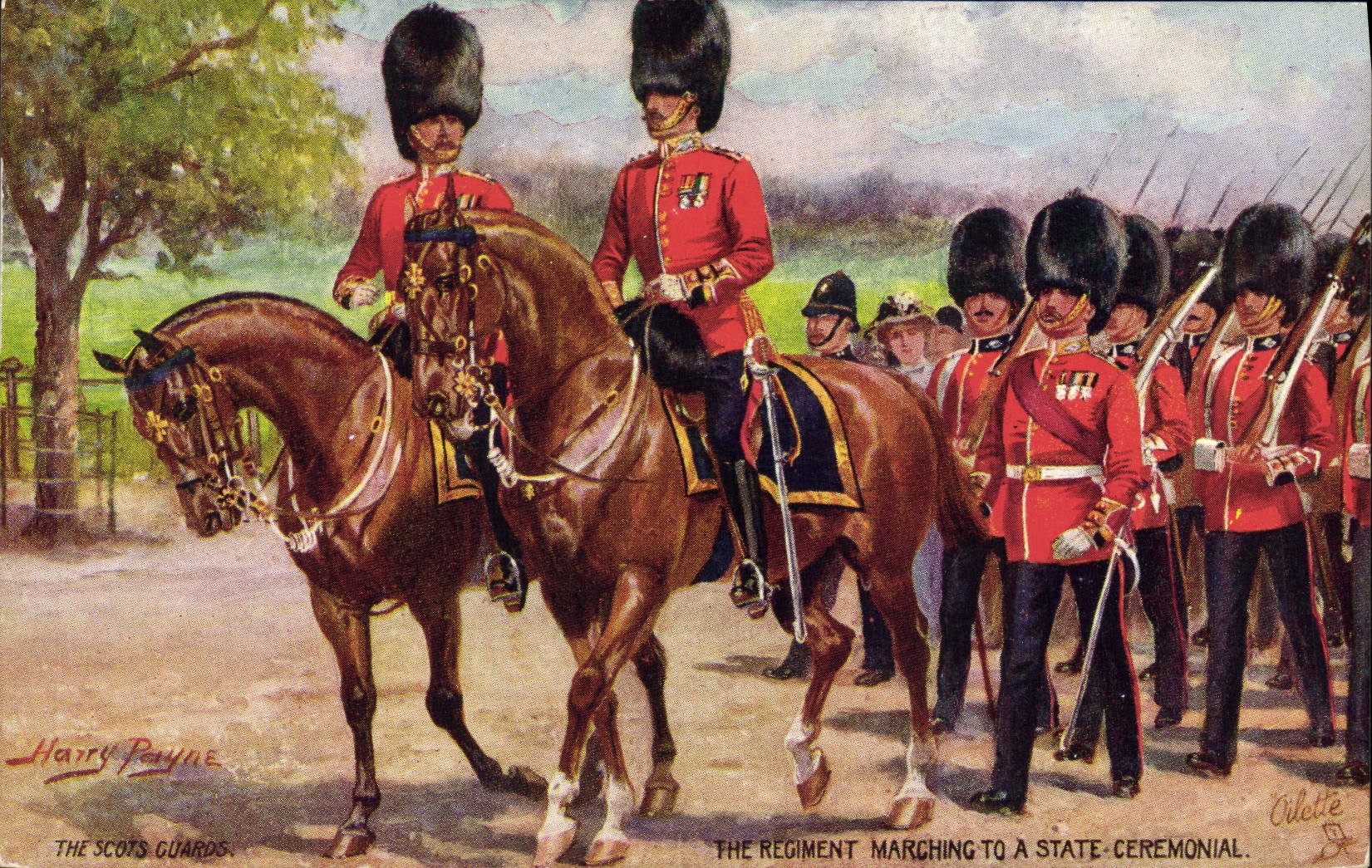 Vintage Postcard Militaria The Regiment marching to has state Ceremonial