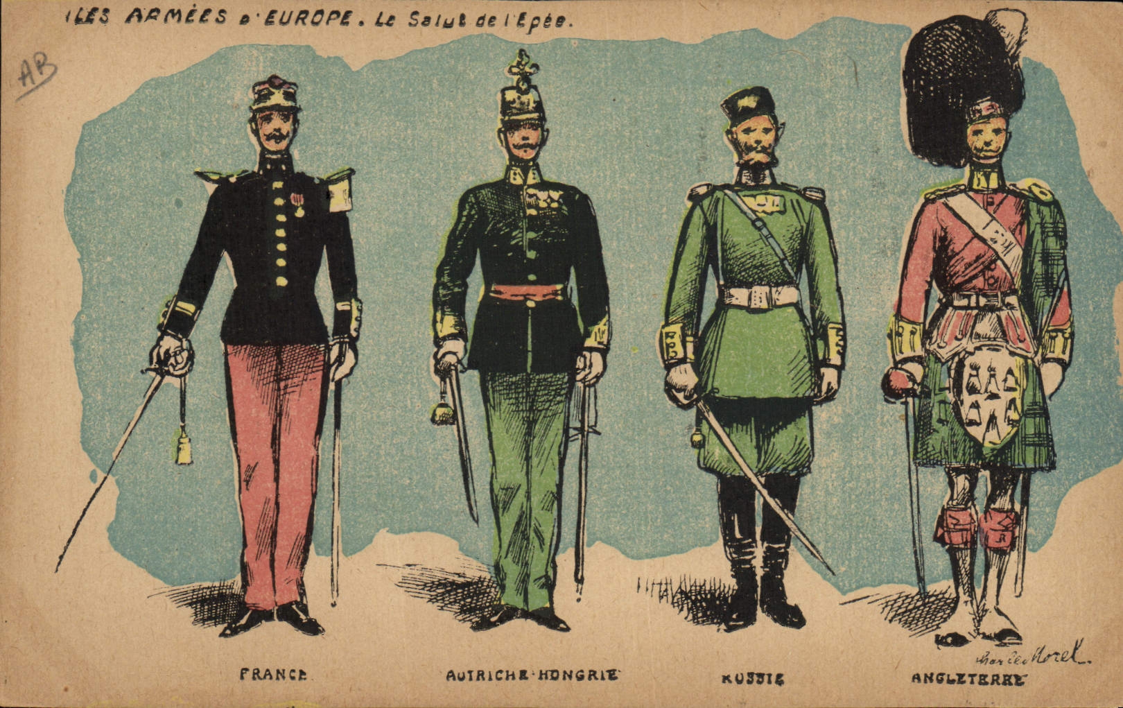 CPA Militaria Les armees d'Europe France Autriche Hongrie Russie Angleterre Russia