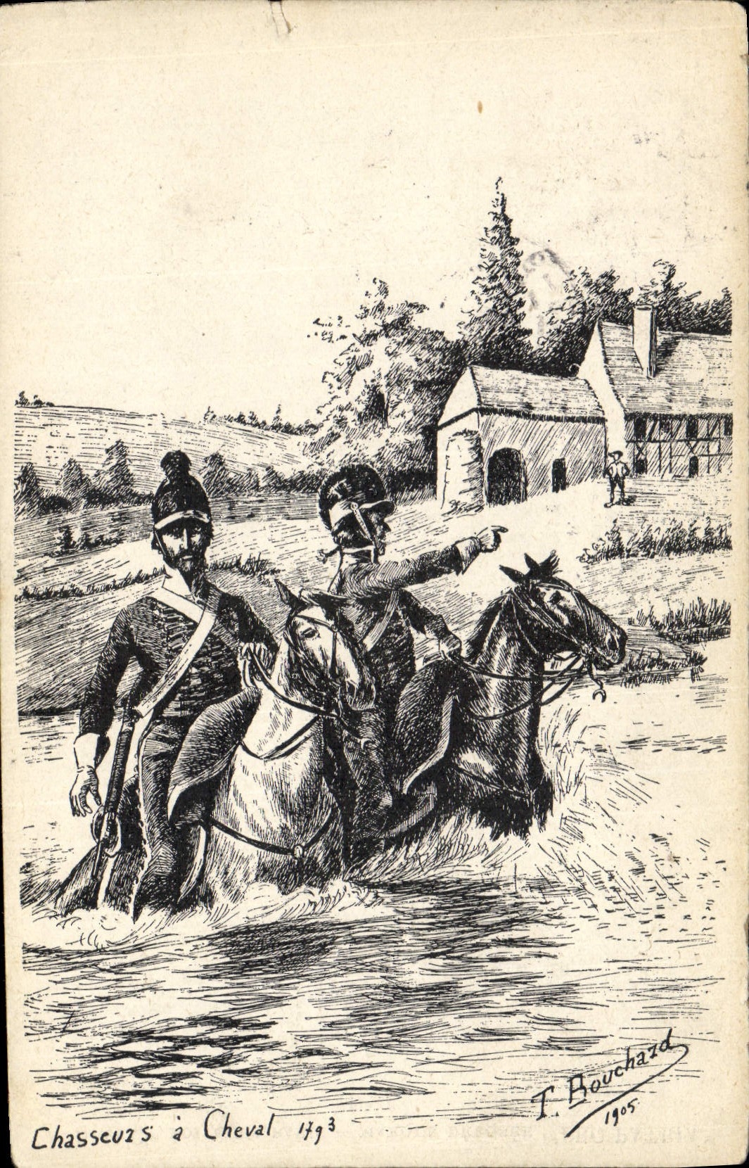 CPA Militaria Chasseurs a cheval 1793