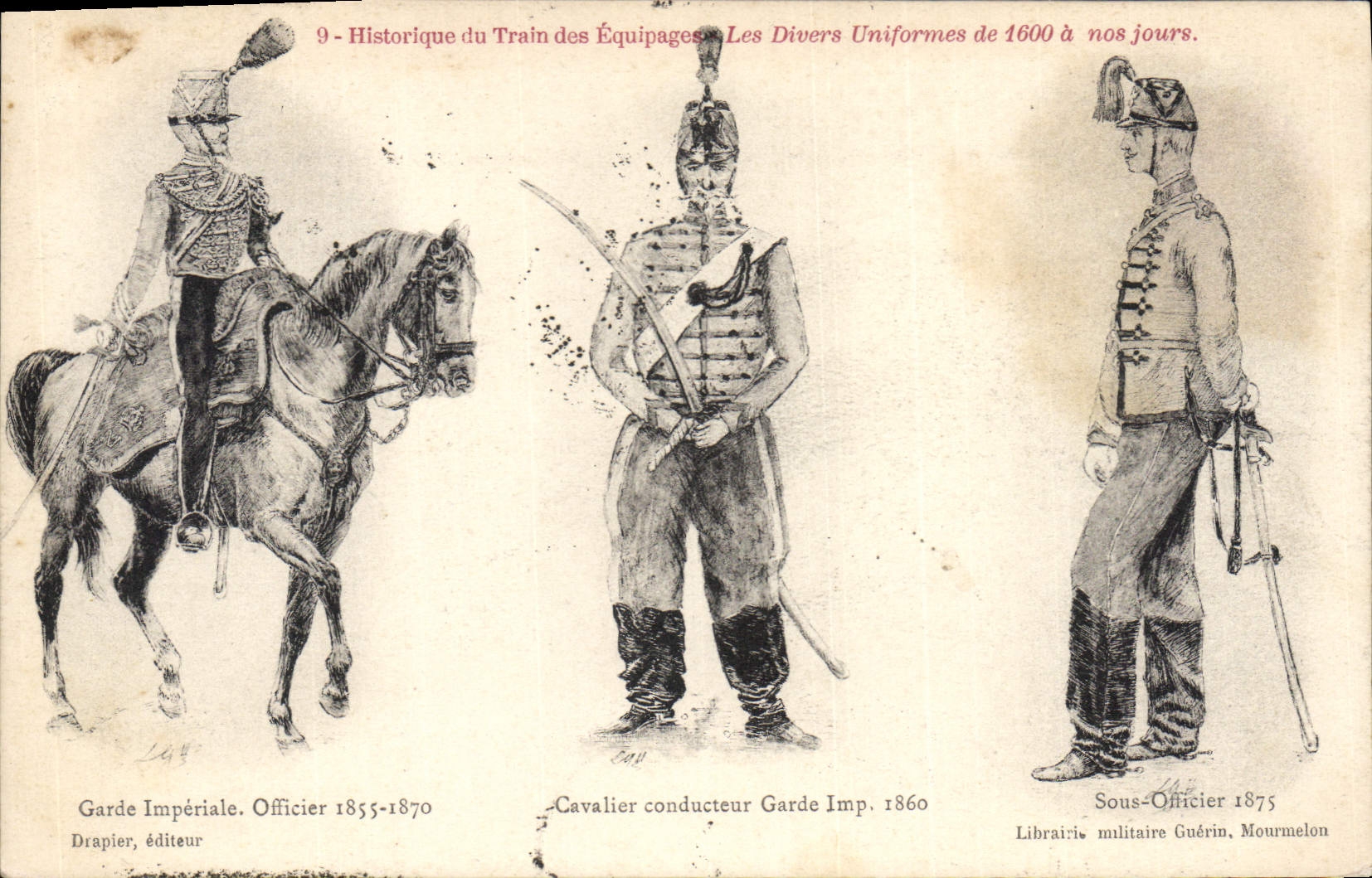 CPA Militaria Garde Imperiale Officier 1855 1870 Cavalier conducteur Sous officier