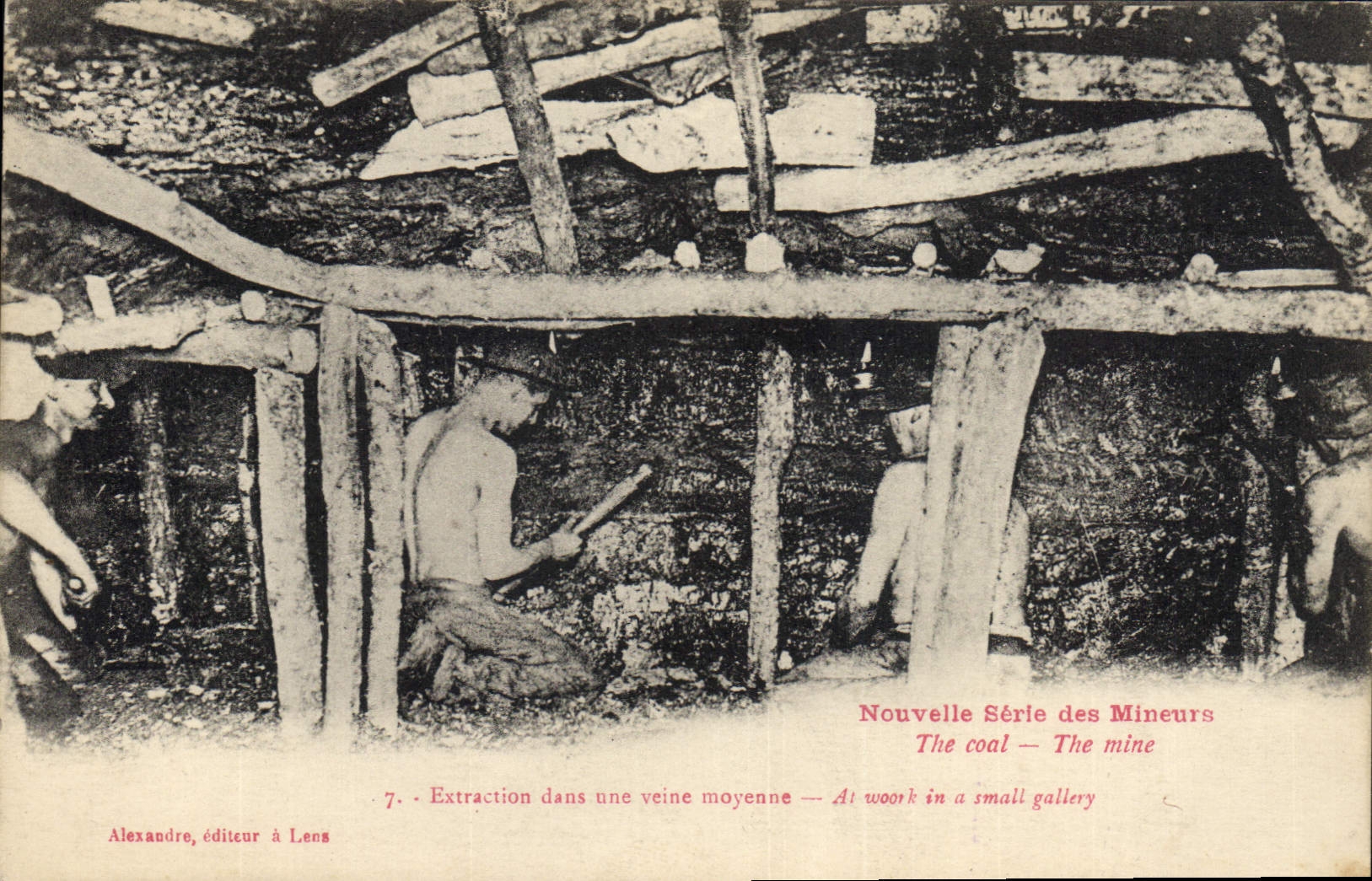 Vintage Postcard Mines Mines Minors Extraction in an average vein