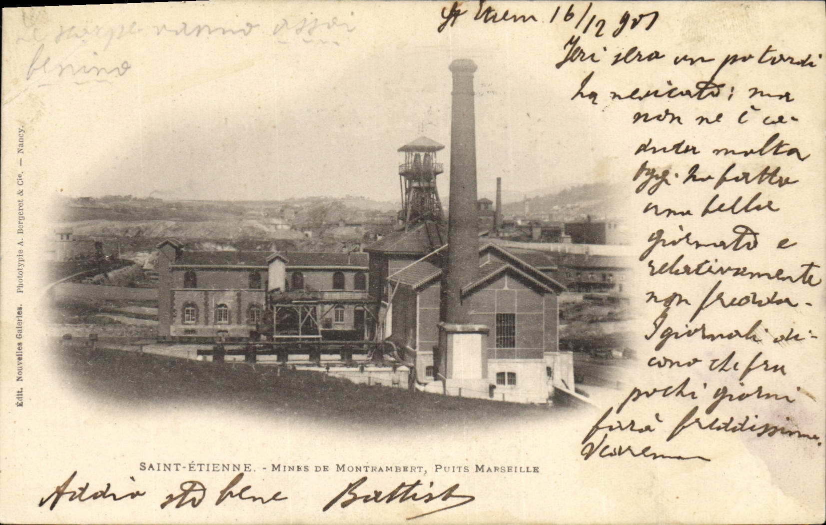 Vintage Postcard Mines Mines Saint Etienne Mines of Montrambert Puits Marseilles