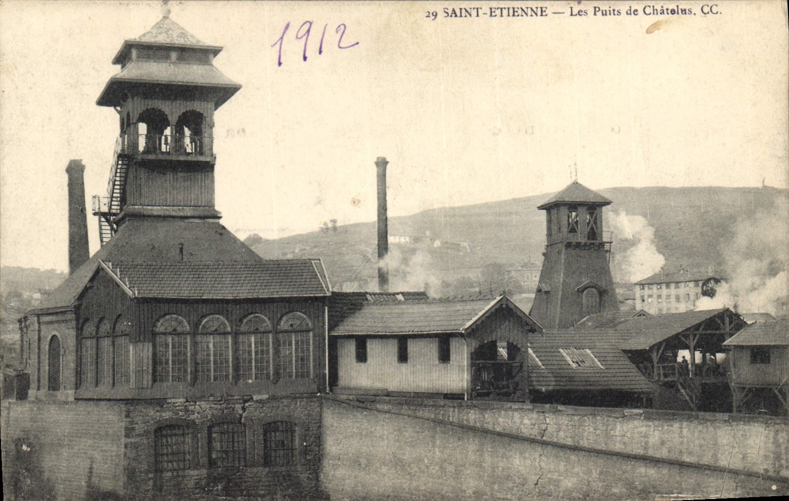 CPA Mine Mines Saint Etienne Les puits de Chatelus