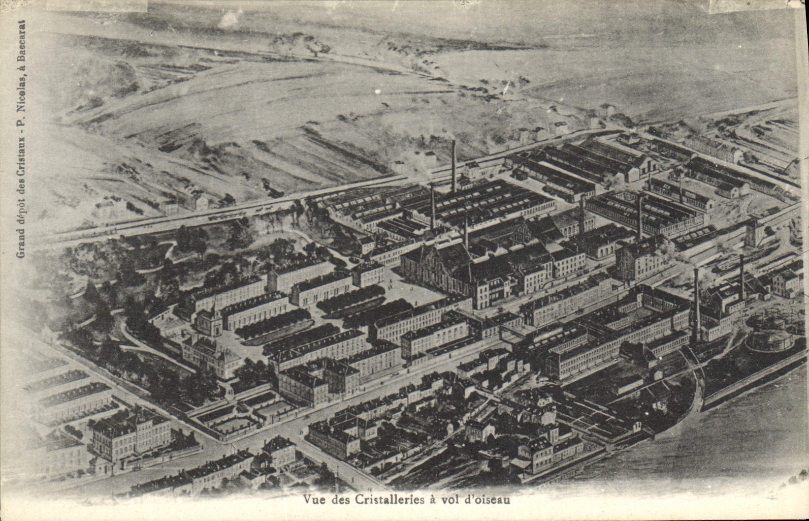 Vintage Postcard Vue of Crystal manufactures has flight of bird