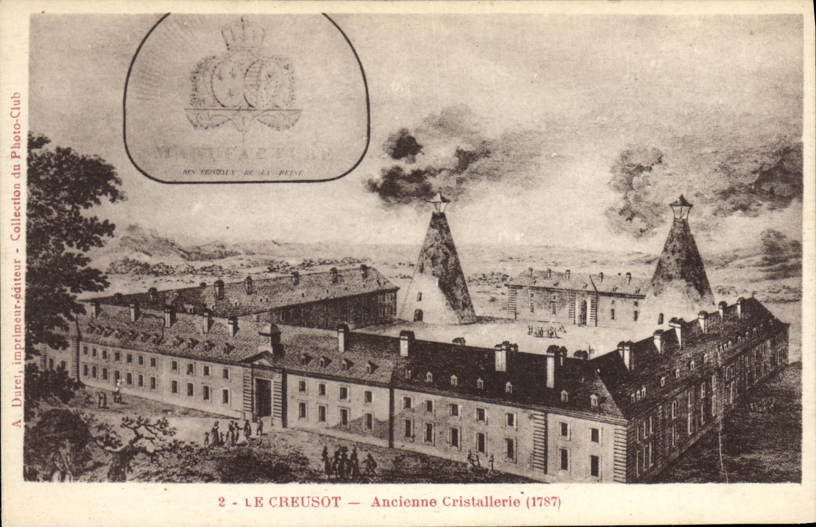 Vintage Postcard Creusot Old Crystal manufacture 1787