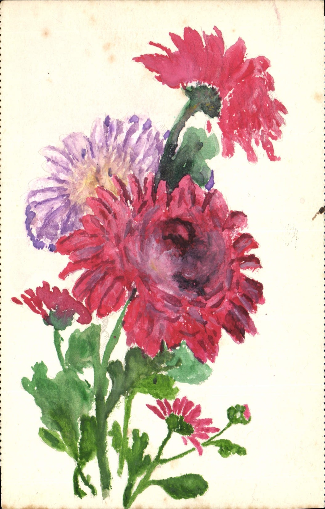 CPA Fantaisie (dessin a la main) Fleurs