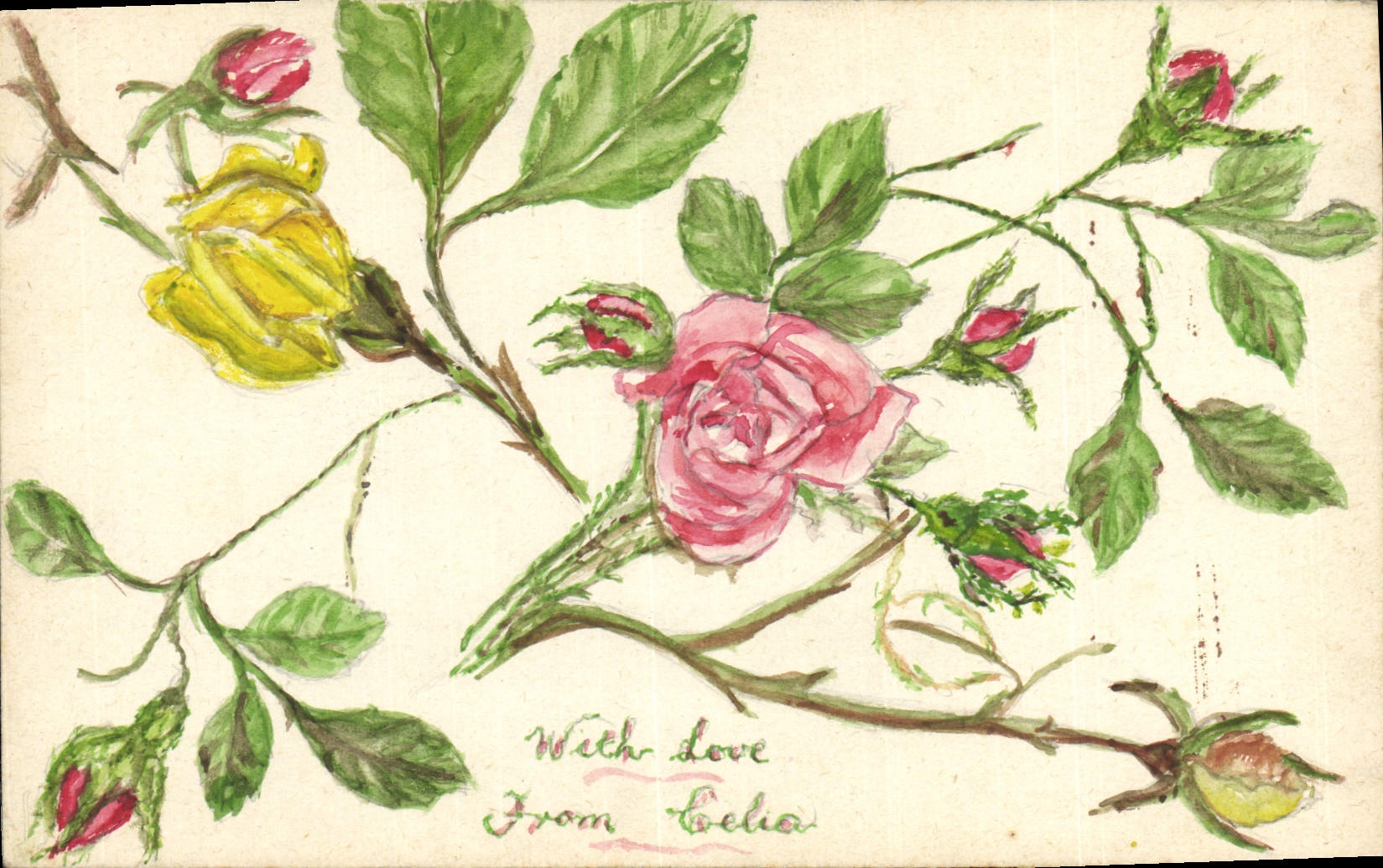 CPA Fantaisie (dessin a la main) Fleurs