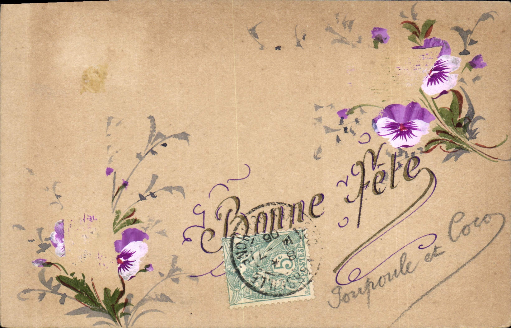 CPA Fantaisie (dessin a la main) Fleurs