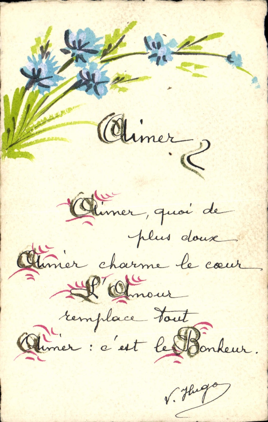 CPA Fantaisie (dessin a la main) Fleurs