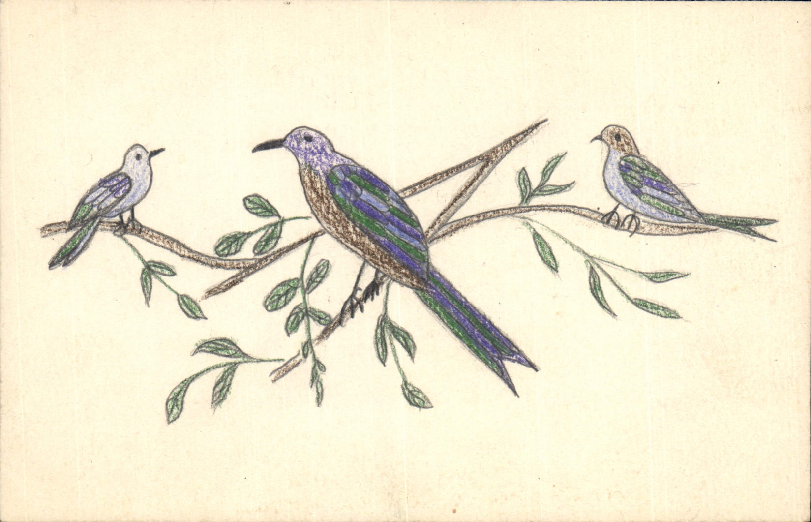 CPA Fantaisie (dessin a la main) Oiseaux