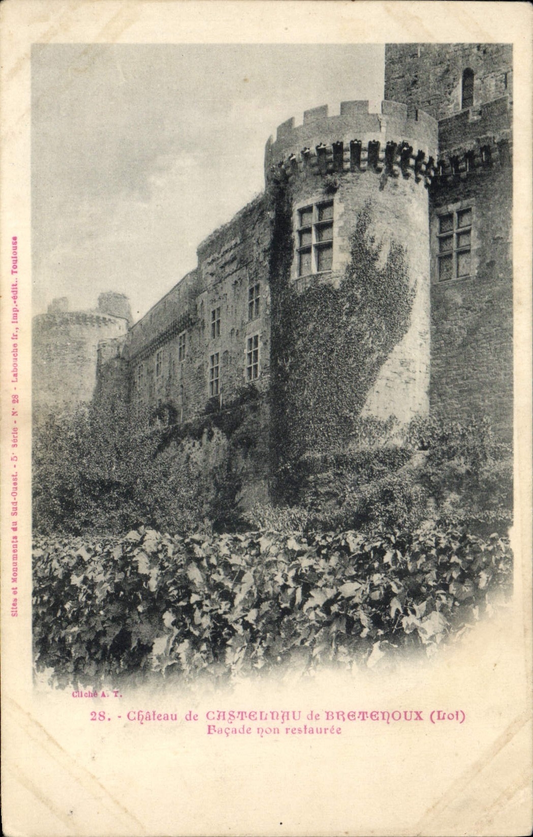 Vintage Postcard Castle of Castelnau Breneoux Frontage not restauree