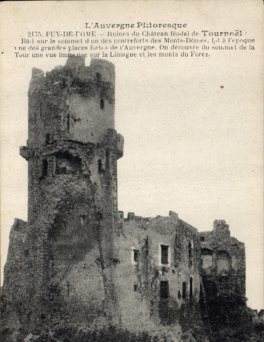 Vintage Postcard Castle of Tournoel Ruins Puy of Dome