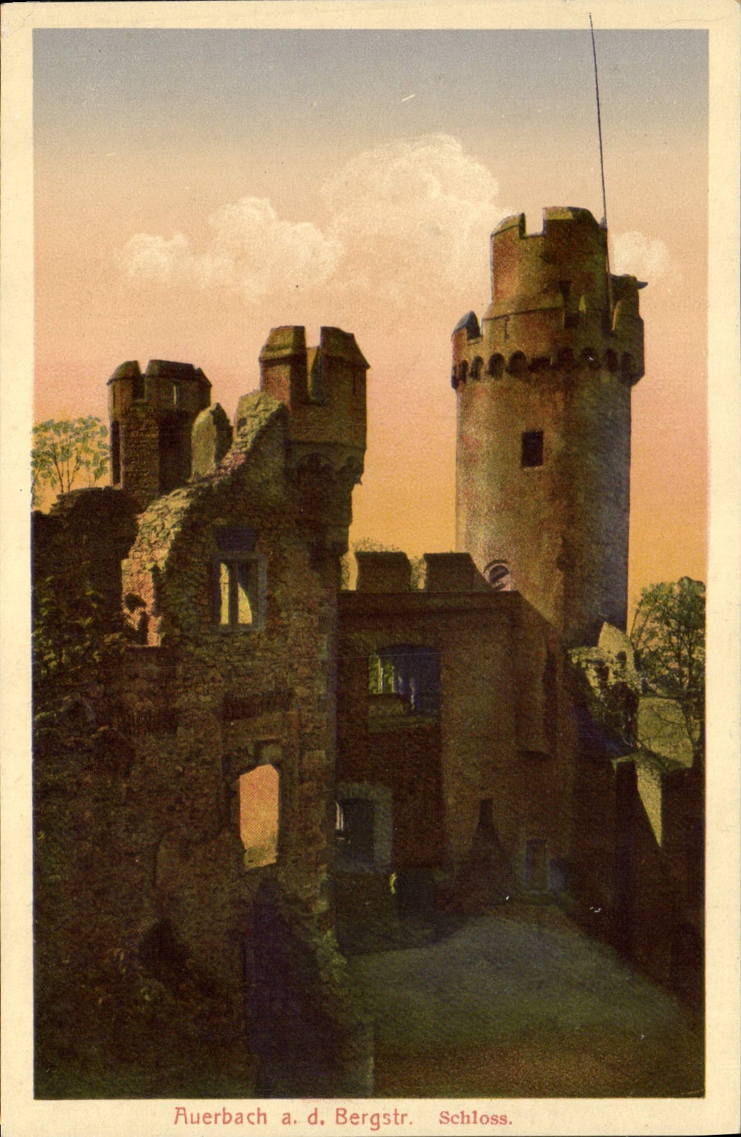 Vintage Postcard Chateau Auerbach has D Bergstr Schloss