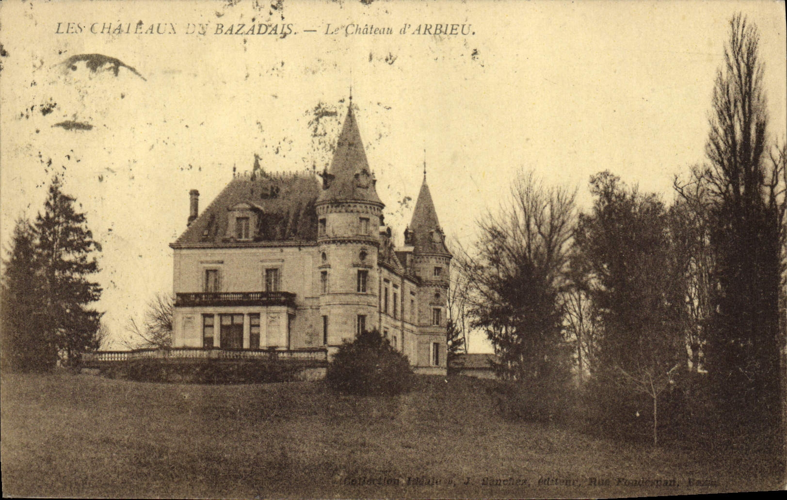 Vintage Postcard Castle of Bazadais the castle of Arbieu
