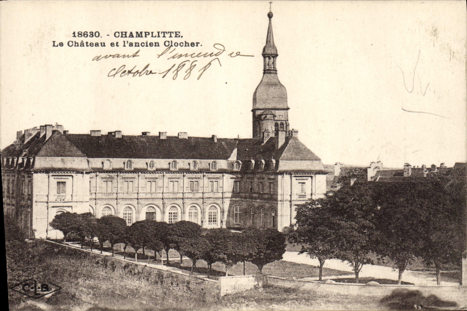 Vintage Postcard Champlitte Castle the castle and the old bell-tower
