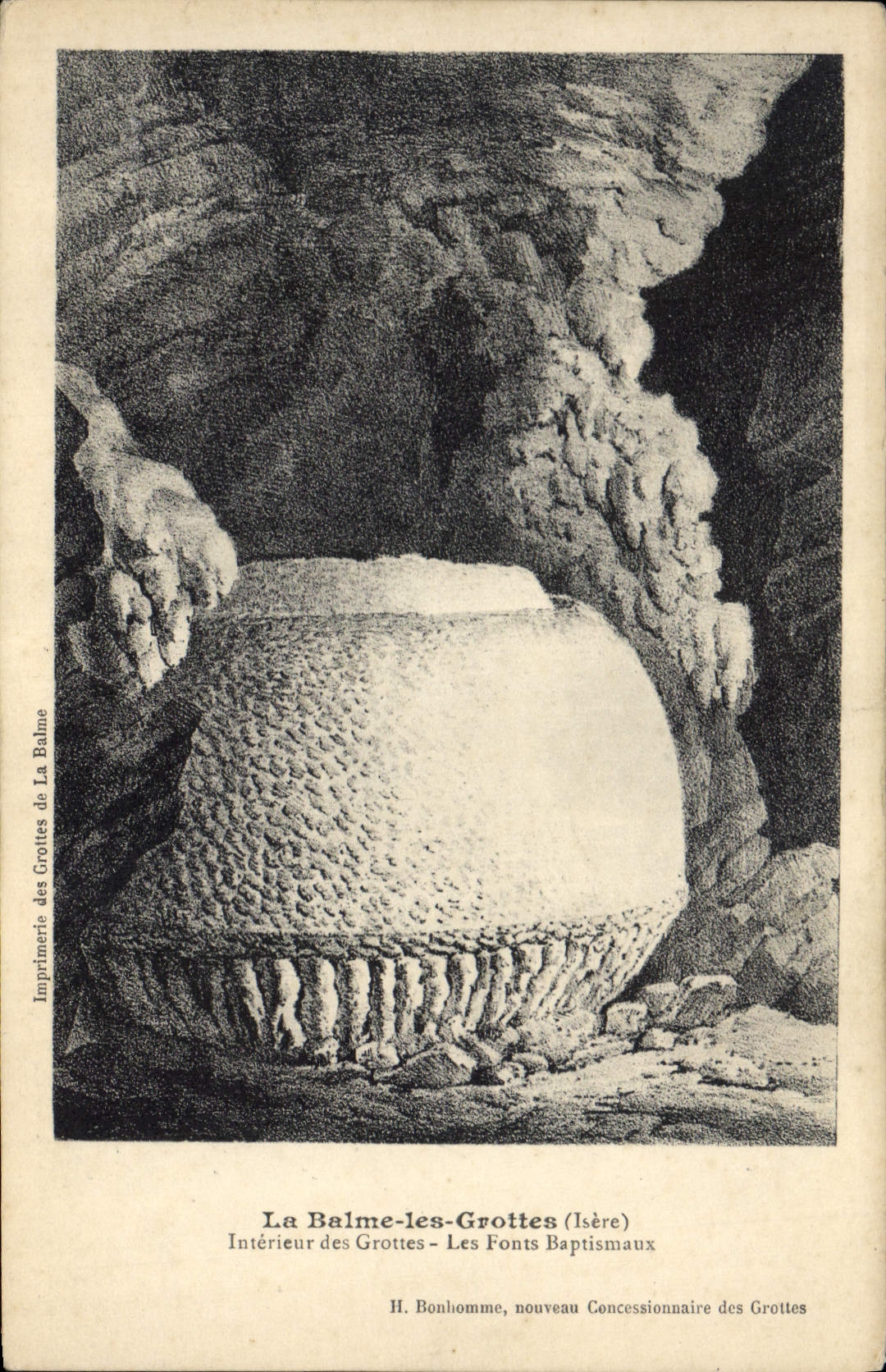 CPA Grottes La Balme les Grottes Interieur des grottes Les fonts baptismaux