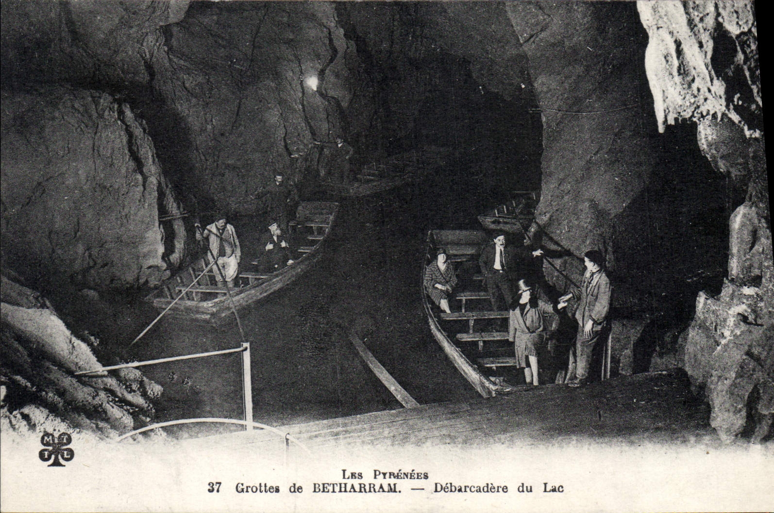Vintage Postcard Caves of Betharram Unloading dock of the tunnel