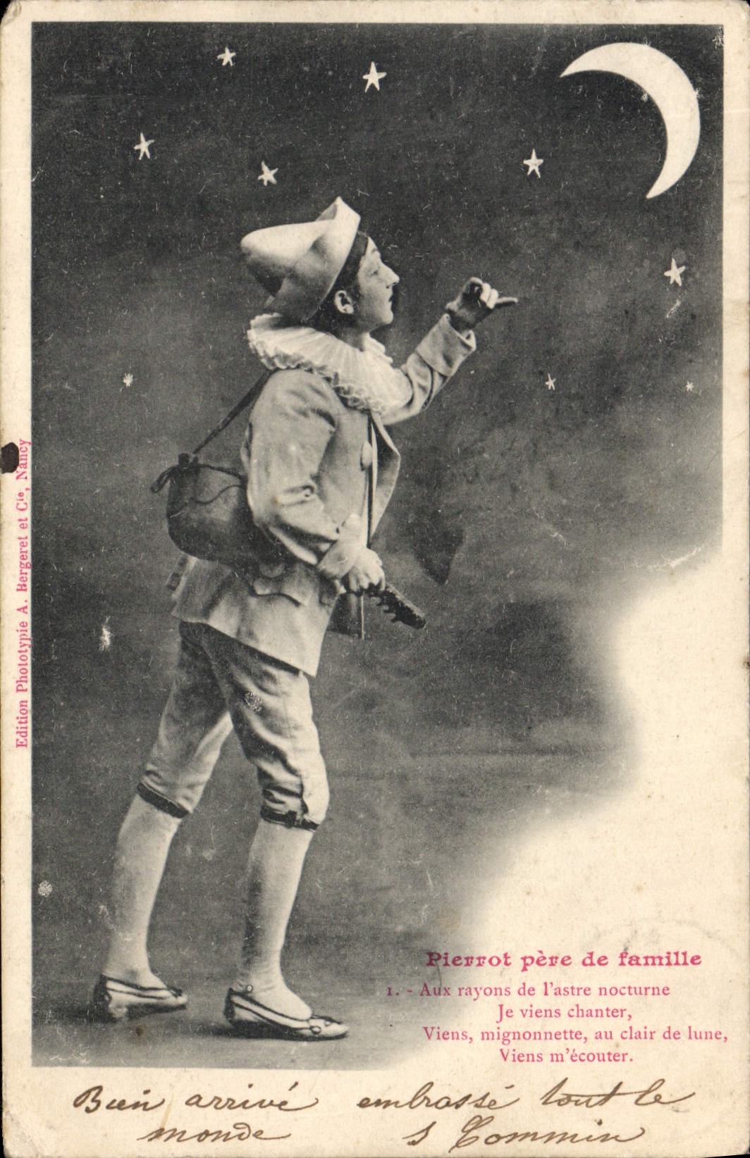 Vintage Postcard Fantasy Pierrot Father