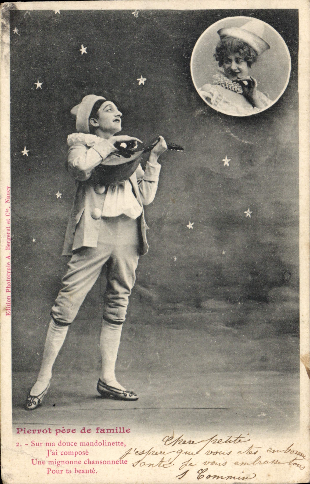 CPA Fantaisie Pierrot Pere de famille 