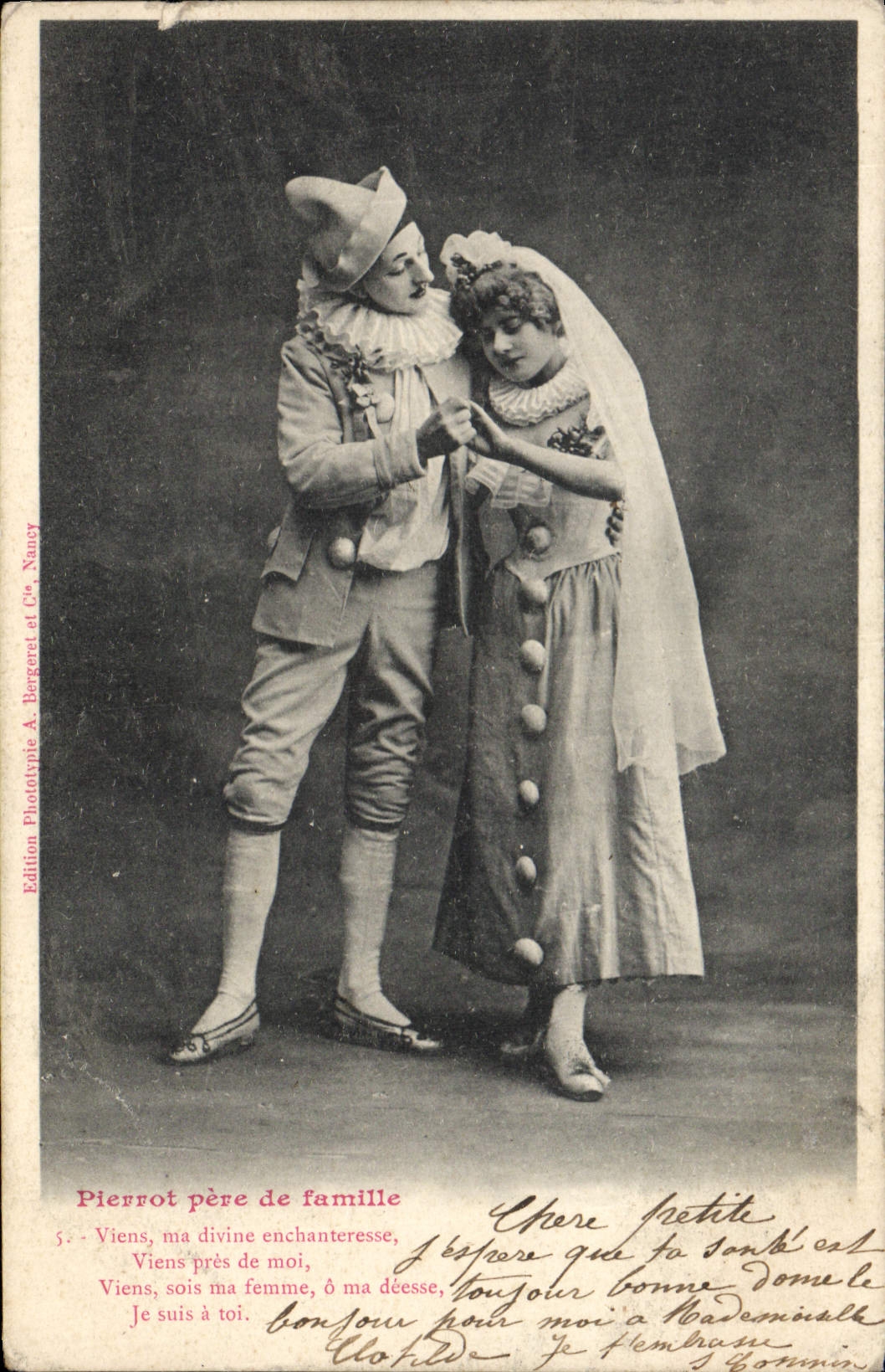 CPA Fantaisie Pierrot Pere de famille 