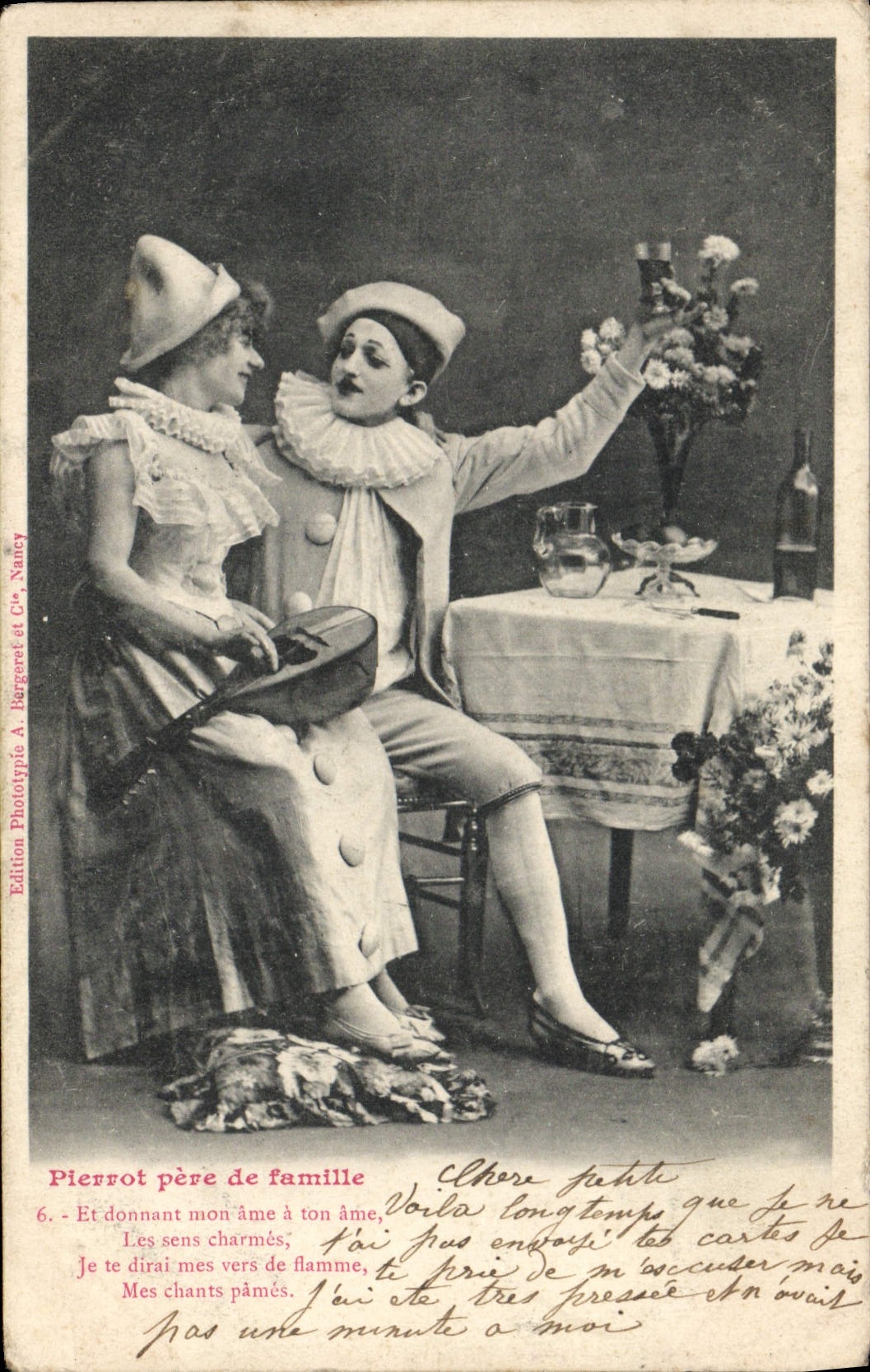 CPA Fantaisie Pierrot Pere de famille 