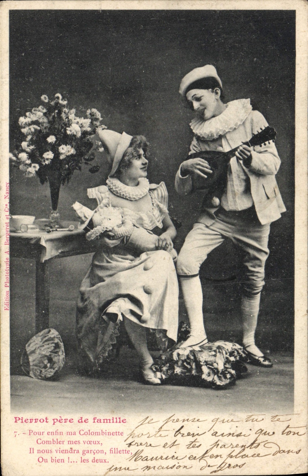 CPA Fantaisie Pierrot Pere de famille 